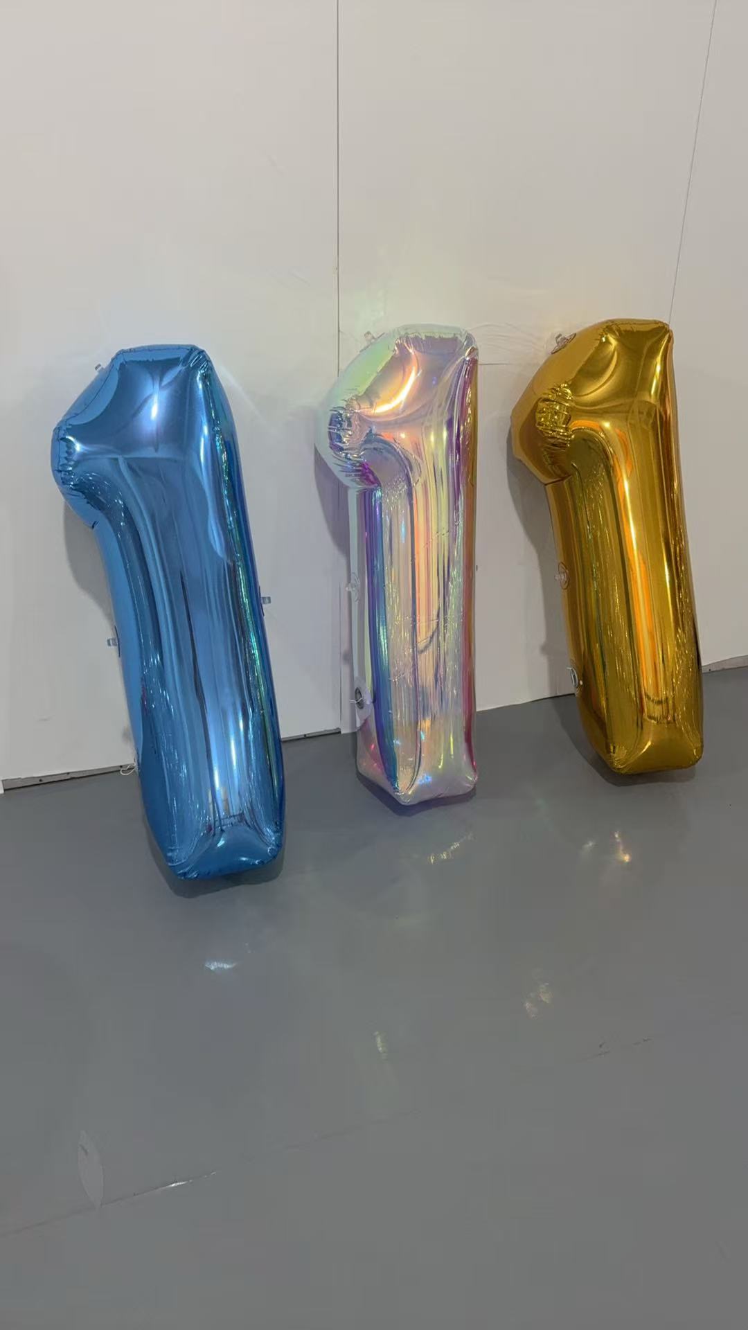 Inflatable Mirror Numbers in Blue, Gold & Iridescent for Party Decoration